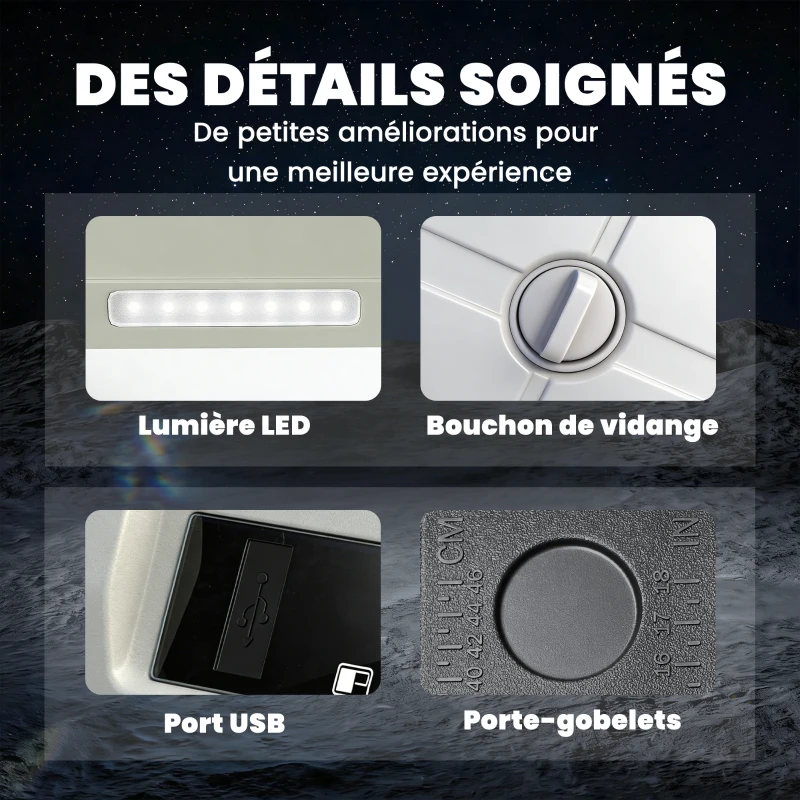 Outsunny Glacière Électrique Voiture 40L à Double Zone, Commande via Application, Poignée Télescopique, -20℃ à 20℃, Noir
