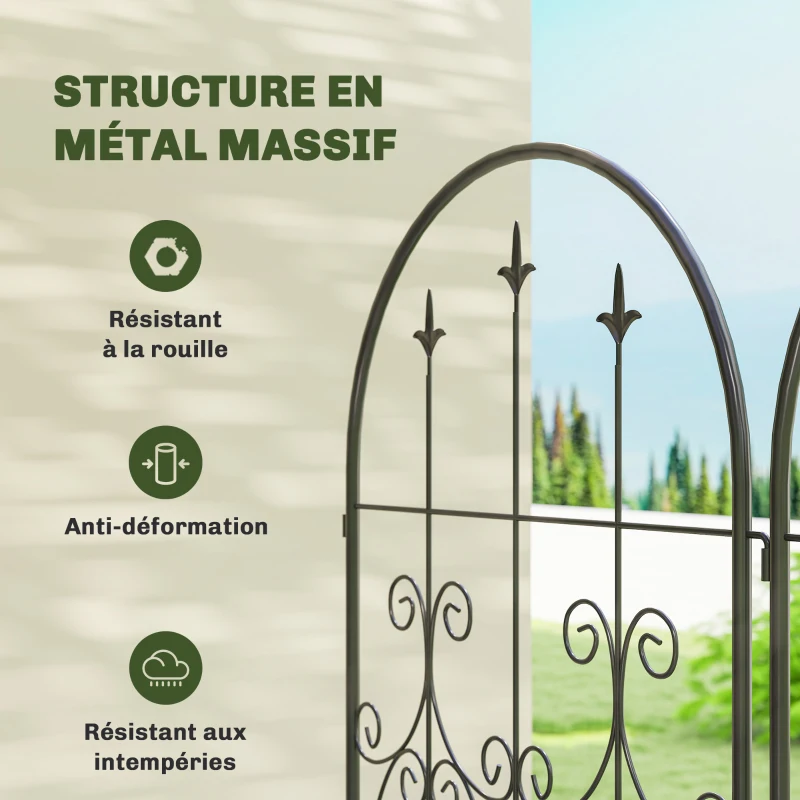 Outsunny Lot de 2 Supports pour Plantes Grimpantes, Treillis de Jardin, pour Légumes, Vignes, Fleurs, en Métal, 50 x 180 cm, Noir