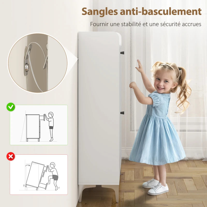 HOMCOM Meuble à chaussures 16 paires, armoire à chaussures avec 2 tiroirs rabattables, étagères réglables, 80x24x101cm, blanc