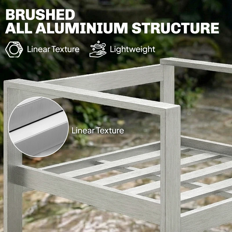 Outsunny 4 Seater Garden Furniture Set, Extra Wide Deep Garden Sofa Set with Olefin Cushions, Brushed Aluminium Frame, Dark Grey