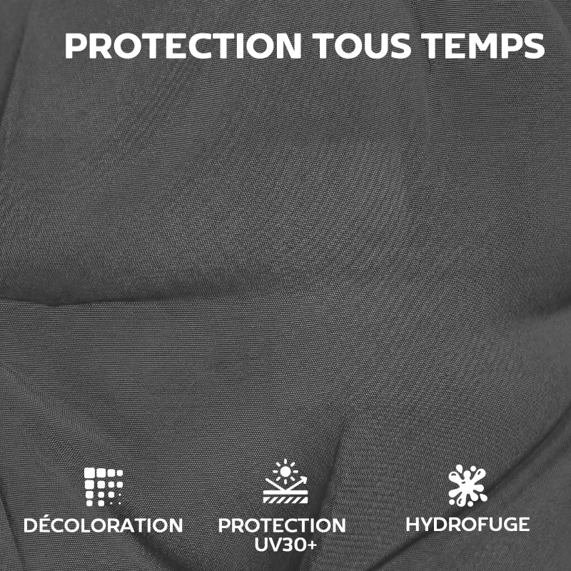 Outsunny Lot de 4 coussins pour chaises de terrasse, résistants à l'eau, antidérapants, avec liens, 112x53cm, Gris Foncé