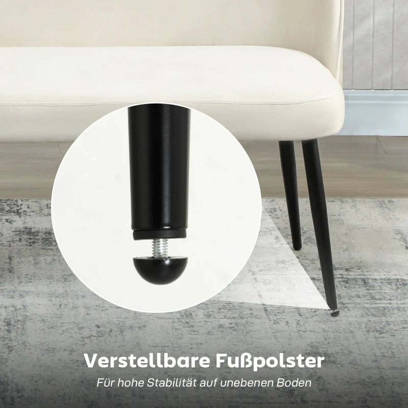 HOMCOM 2-Sitzer-Sofa, moderne Polstercouch mit Metall- und Holzrahmen, samtartiger Stoffbezug, Beige