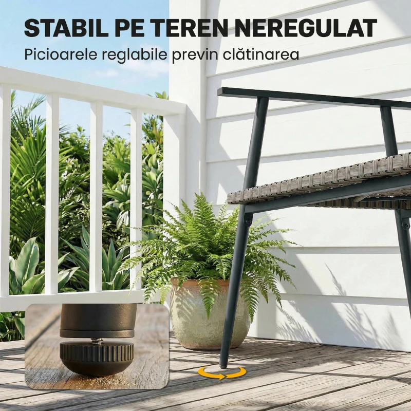 Outsunny Șezlong Balansoar Exterior, Șezut 63 cm, Pernă inclusă, Culoare Bej.