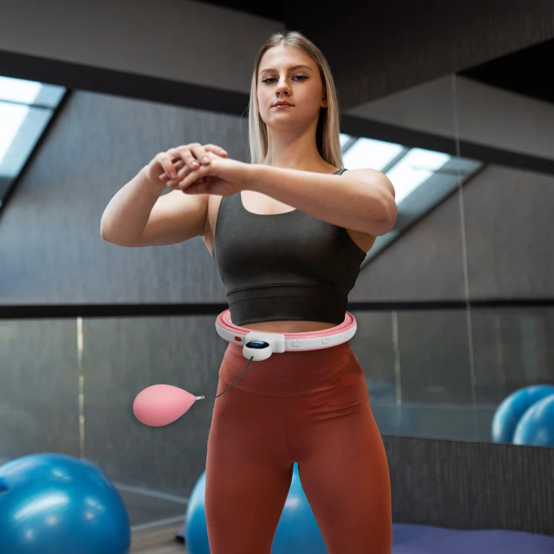 SPORTNOW Hula Hoop Cerceau avec Picots de Massage ajustable de 76 à 113 cm de tour de taille 16 segments amovibles, fitness