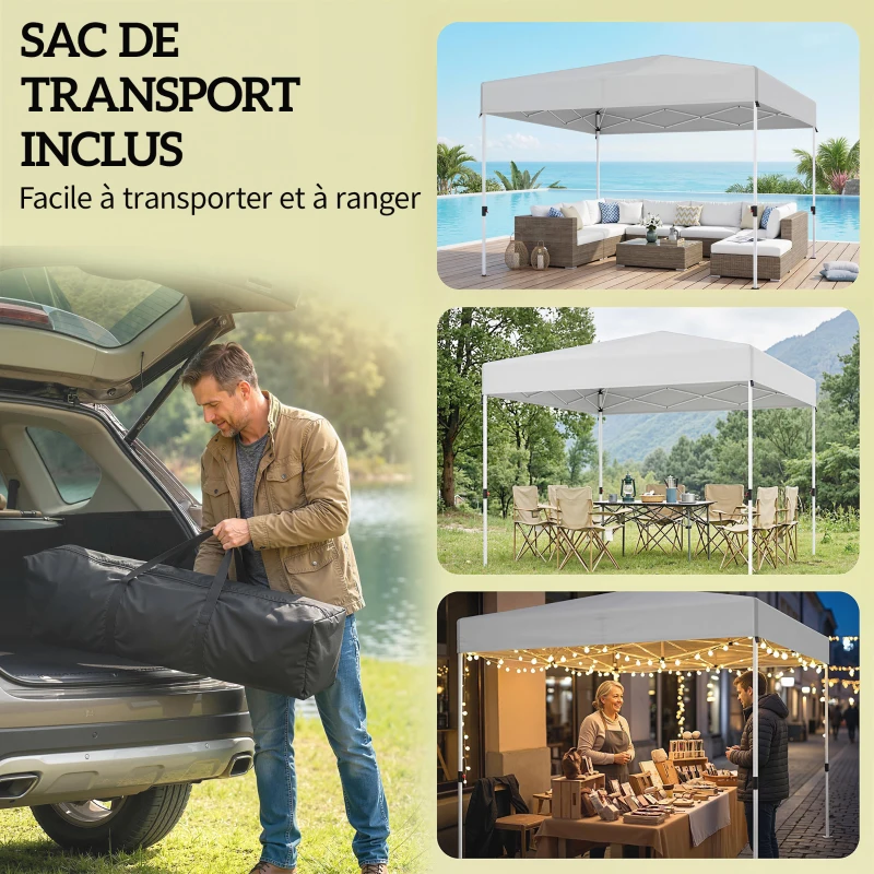 Outsunny Tonnelle de jardin 3 x 3 m pop up, tonnelle pliante réglable en hauteur, protection UV50+, 3 parois latérales, crème