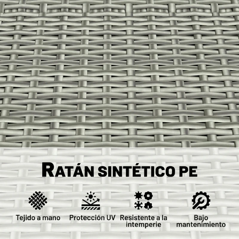 Outsunny Banco de Almacenamiento Exterior de Ratán 170 L con Cojín Lavable Respaldo Reposabrazos de Madera de Acacia Gris Claro