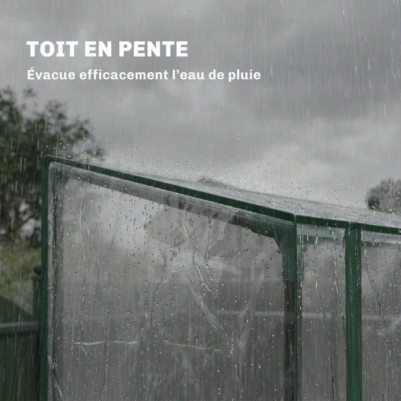 Outsunny Serre de Jardin avec étagères 3 niveaux, Petite Serre en Bâche PVC et Châssis Acier, 2 Portes Roulantes, Transparent