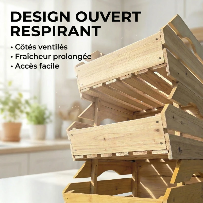 Outsunny Support de Corbeille à Fruits en Bois de Sapin à 3 Étages Amovibles, pour Fruits et Légumes, 27x37,5x60cm, Naturel