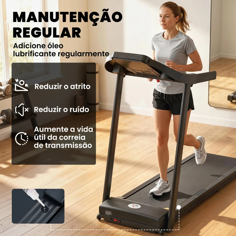 HOMCOM Passadeira para Casa 1-12 KM/H 1,5HP com 12 Programas Rodas Ecrã LED e Suporte para Telemóvel para Casa ou Escritório