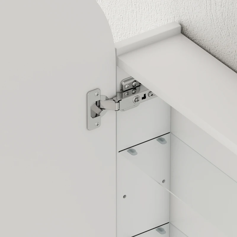 HOMCOM Armoire murale salle de bain avec miroir, meuble salle de bain sans cadre en arche et étagères en verre réglables, blanc