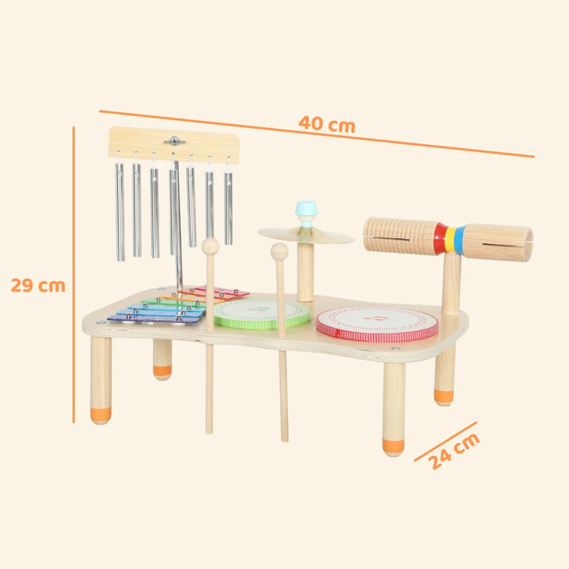 AIYAPLAY Instrumente muzicale pentru copii din lemn Montessori cu tobă xilofon ton dublu talger clopoțel de vânt