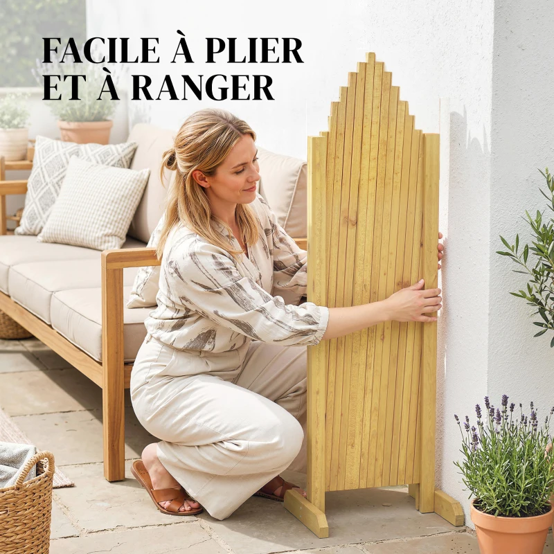 Outsunny Lot de 2 Barrieres Extensibles en Bois de Sapin, pour Intérieur Extérieur Balcon Jardin, 180x30x103cm, Naturel