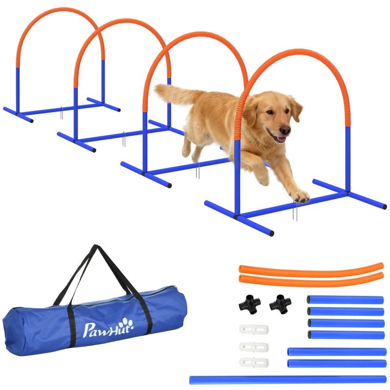 PawHut Kit d'équipement d'agilité pour chien kit d'agilité pour chien sac de transport 88 x 64 x 95 cm bleu et orange