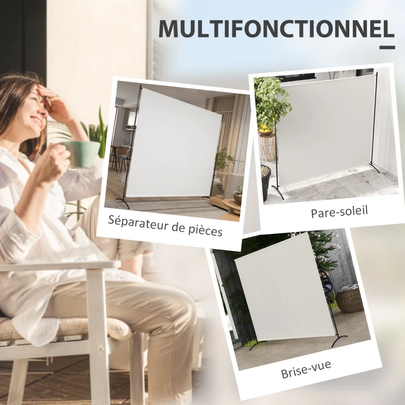 Outsunny Paravent Extérieur à Panneau Unique, Séparateur de Pièce de 180H cm avec Protection UV30+, Beige