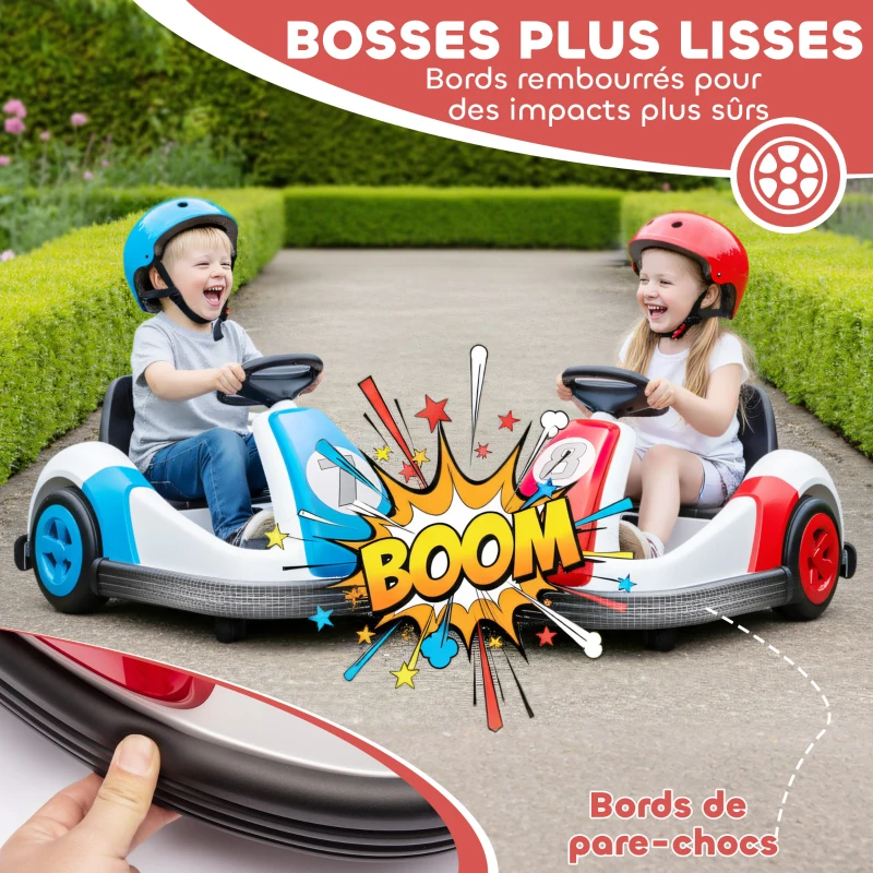 AIYAPLAY Auto-tamponneuse enfant 6V, rotation à 360°, voiture tamponneuse électrique enfant avec double moteur, musique et klaxon