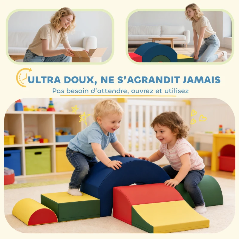 AIYAPLAY Module motricité bébé 5PCS parcours motricité bébé en mousse EVA pour enfants d'âge préscolaire, multicolore