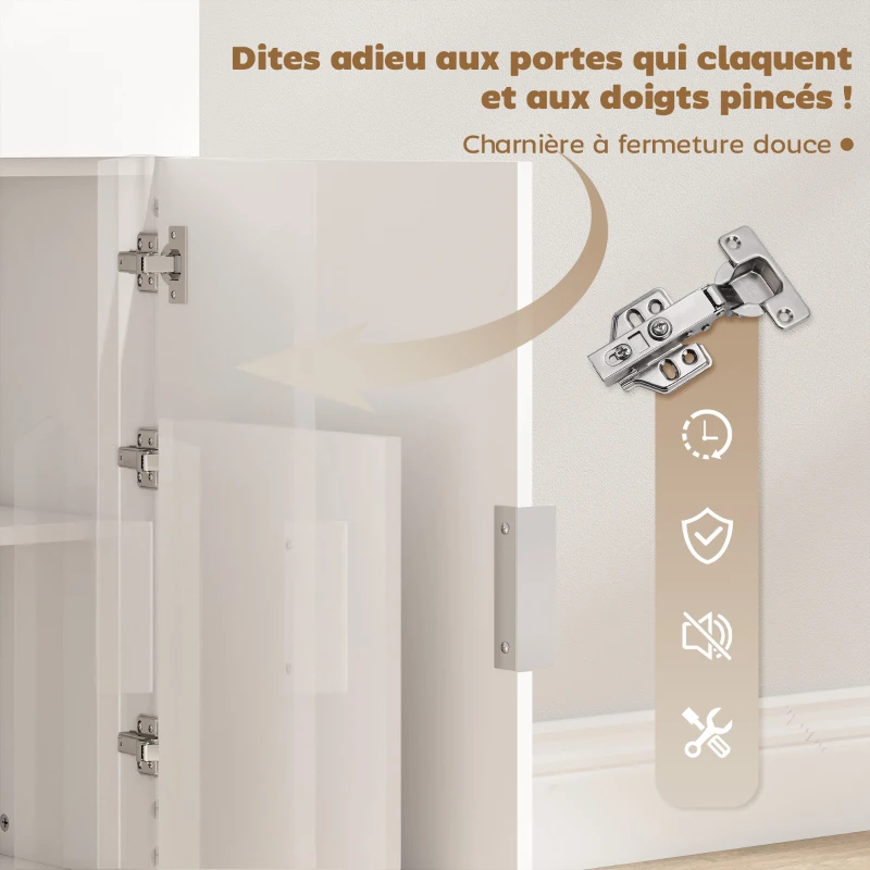 HOMCOM Bureau d'ordinateur pliant, bureau informatique avec plateau rabattable, étagères et placard, 80x30x128cm, blanc