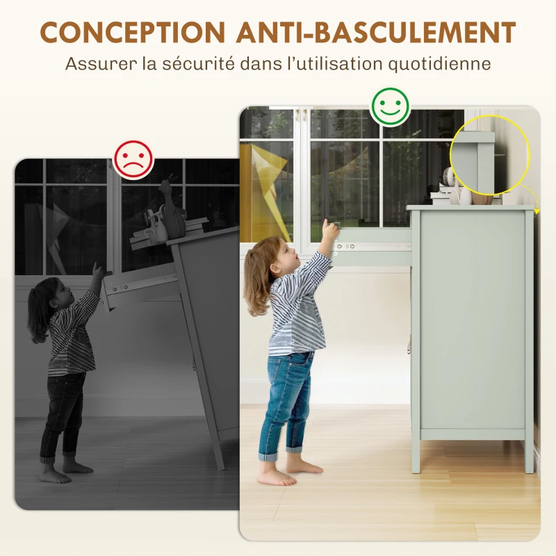 HOMCOM Buffet salon, meuble de rangement avec tiroir, double porte, étagère réglable, 80 x 40 x 90 cm, vert clair