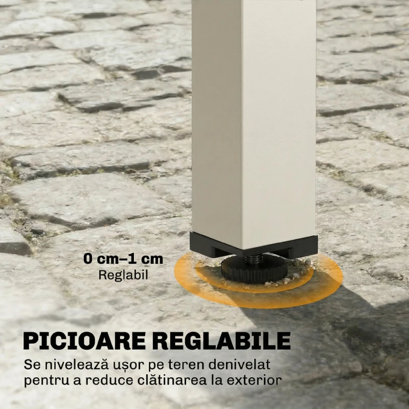 Outsunny Masă Extensibilă din Aluminiu pentru Exterior, Blat din Sticlă Temperată, Crem.