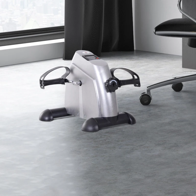 HOMCOM Mini vélo d'appartement pour jambes bras appareil de fitness avec écran LCD dim. 39L x 40l x 31H cm argenté