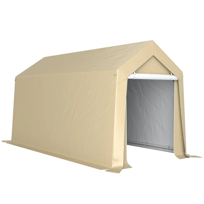 Outsunny Abri de jardin tente de stockage portable pour extérieur avec cadre en acier galvanisé et grande porte 2 x 3,6 m beige