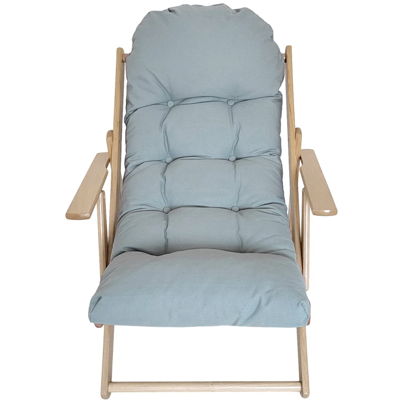 HOMCOM Fauteuil Chaise de Salon Pliable et inclinable en Bois Fauteuil Relax Confortable avec Coussin capitonné épais