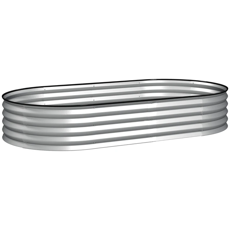 Outsunny Jardinière surélevée galvanisée en acier lit de jardin bordure caoutchouc 181 x 93 x 30 cm argent