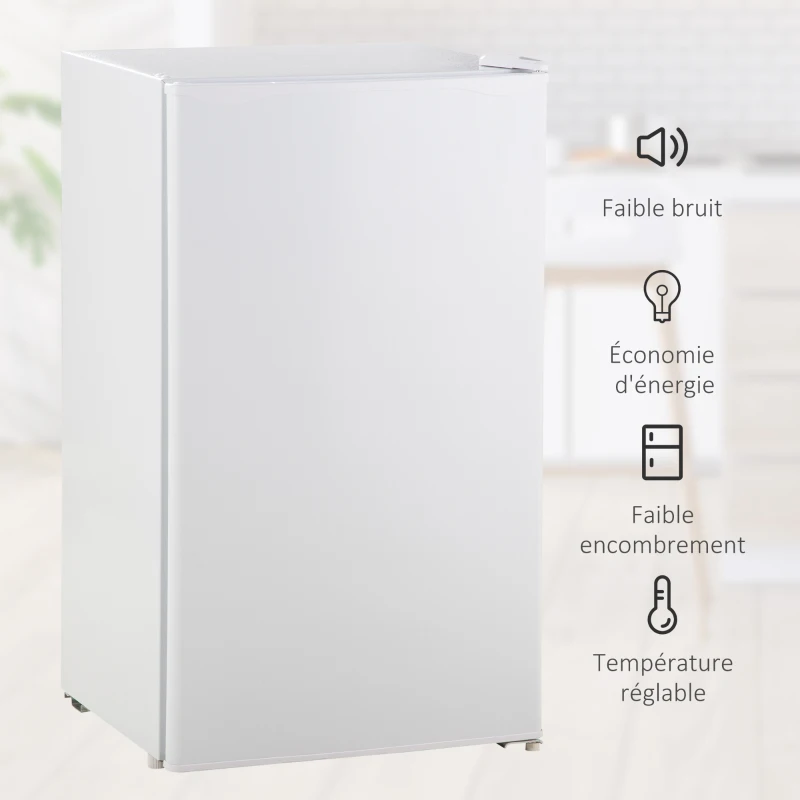 HOMCOM Réfrigérateur congélateur petit réfrigérateur 91 L étagères modulables design sous-comptoir 47,5 x 44,2 x 84 cm blanc