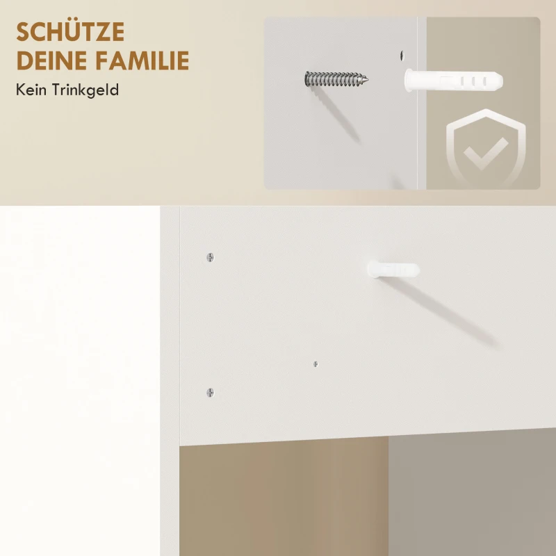 HOMCOM Badezimmerschrank Nischenschrank mit offen Regal, Badschrank für Badezimmer, kleine Räume, 64 x 60 x 97,5 cm, Weiß