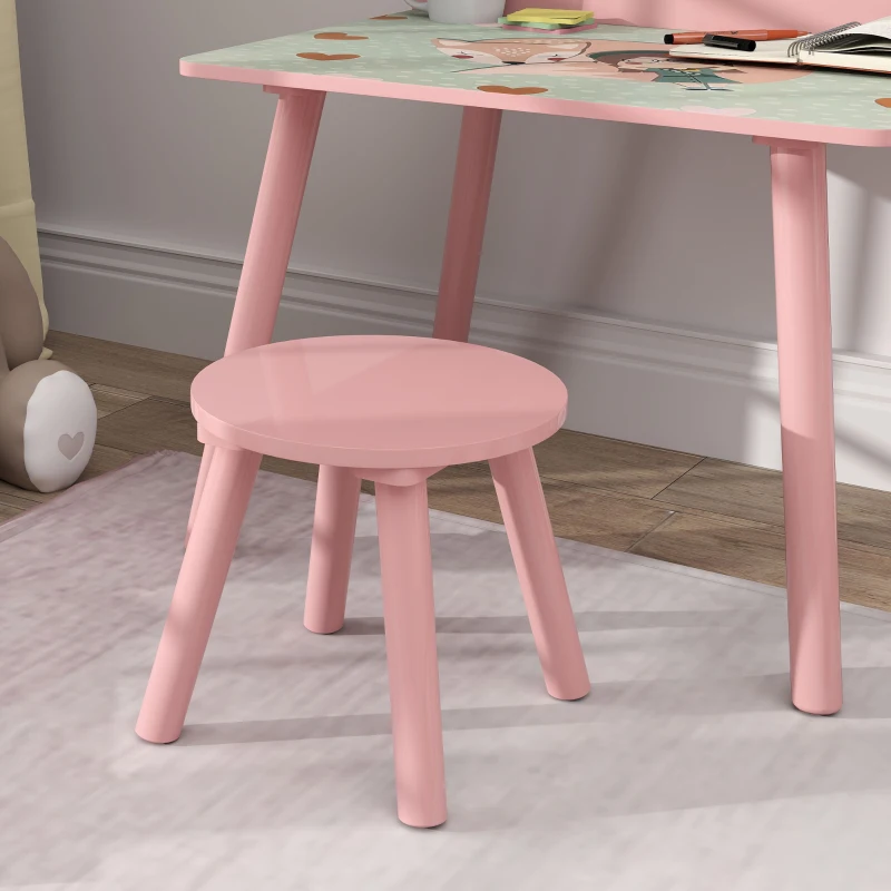 AIYAPLAY Ensemble table et chaise enfant table pour enfant avec chaise avec porte-livres motifs d'ours pour enfants 3-8 ans rose