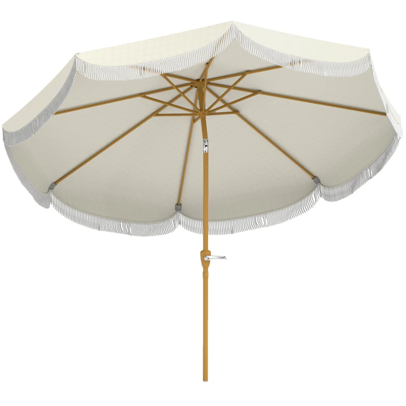 Outsunny Parasol de jardin 2,7 ​​m, parasol inclinable d'extérieur UPF 30+ avec manivelle, 8 baleines, bleu clair et blanc