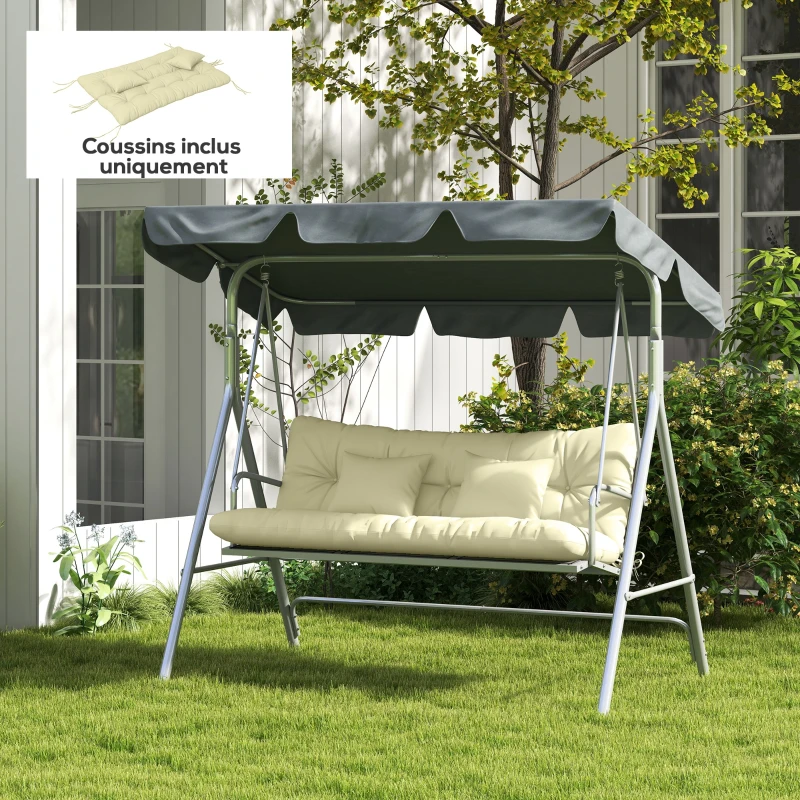 Outsunny Ensemble de 4 coussins d'extérieur pour balancelle de jardin, 1 coussin d'assise coussins de dossier et 2 oreillers