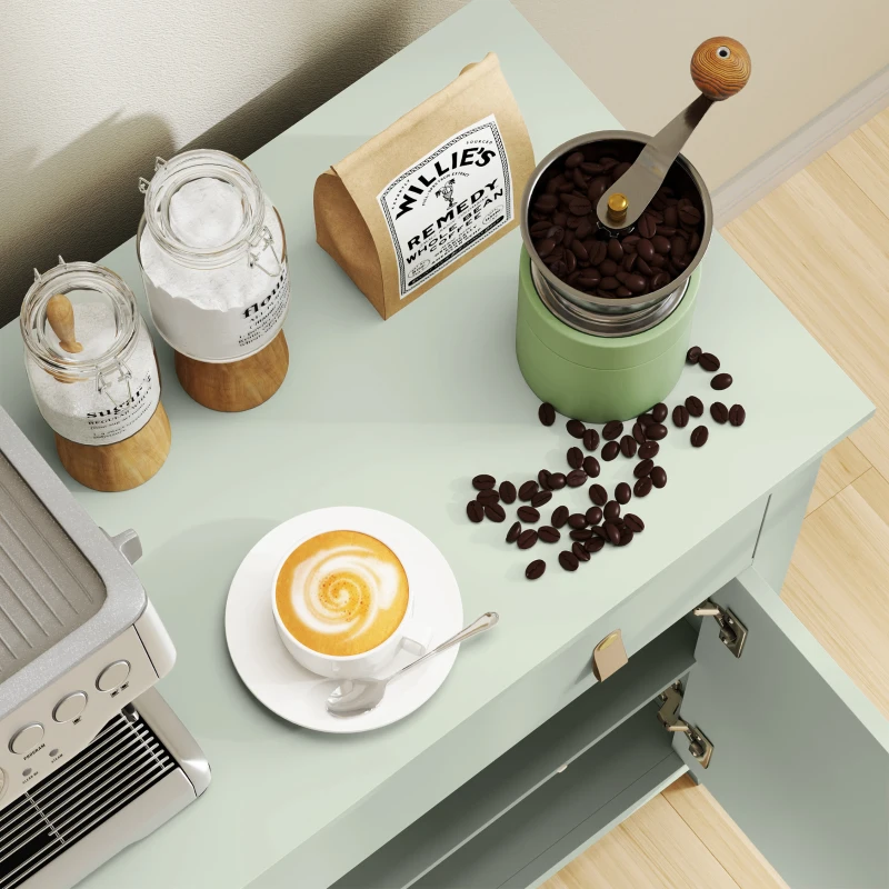 HOMCOM Buffet salon, meuble de rangement avec tiroir, double porte, étagère réglable, 80 x 40 x 90 cm, vert clair