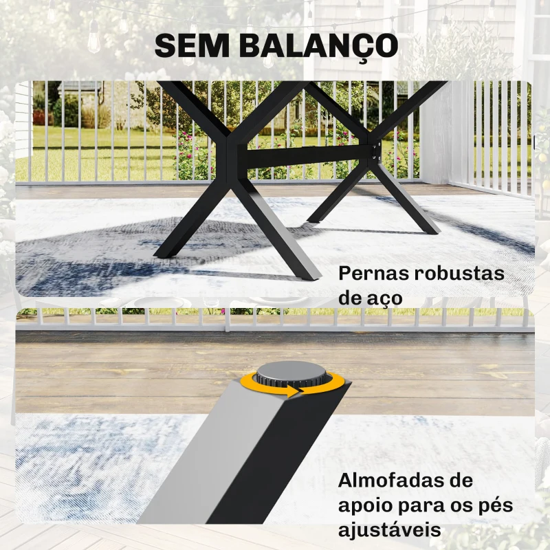 Outsunny Mesa de Jardim Extensível com Superfície em Alumínio 154/214x85 cm com Efeito Madeira para 8-10 Pessoas Cinza Escuro