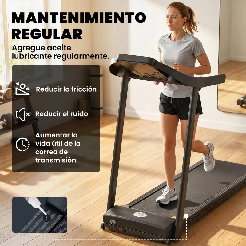 HOMCOM Cinta de Correr para Casa 1-12 KM/H 1,5HP con 12 Programas Ruedas Pantalla LED y Soporte para Móvil para Hogar Oficina