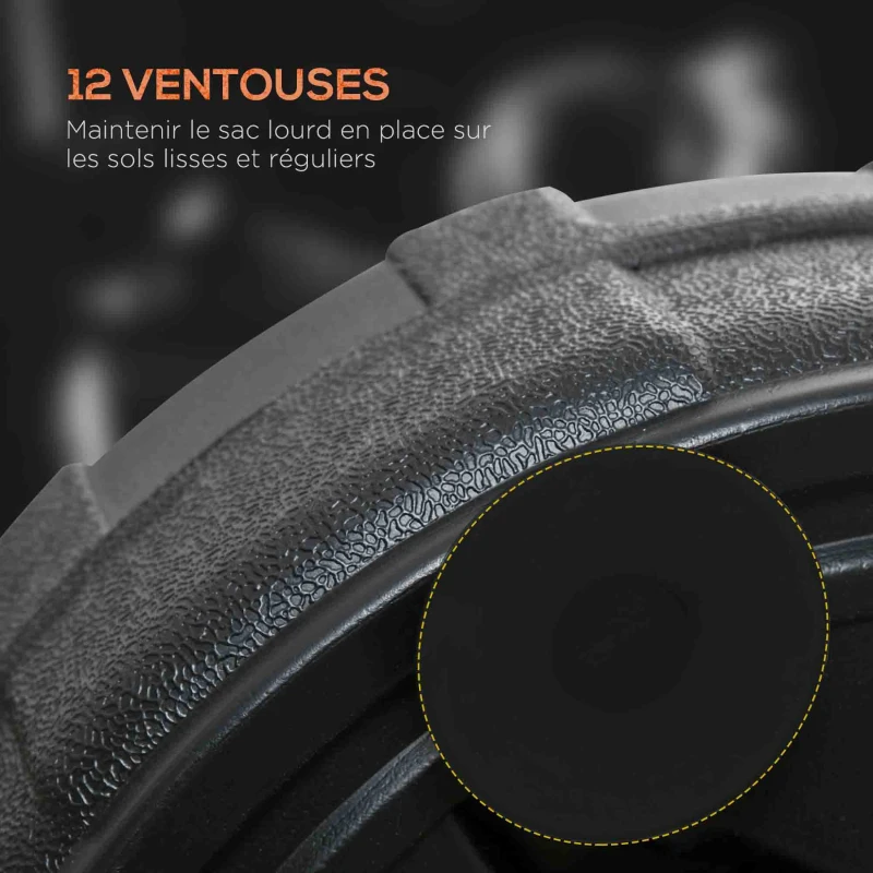 SPORTNOW Punching ball sur pied, sac de frappe sur pied base lesté 12 ventouses 48 x 48 x 147 -165 cm noir