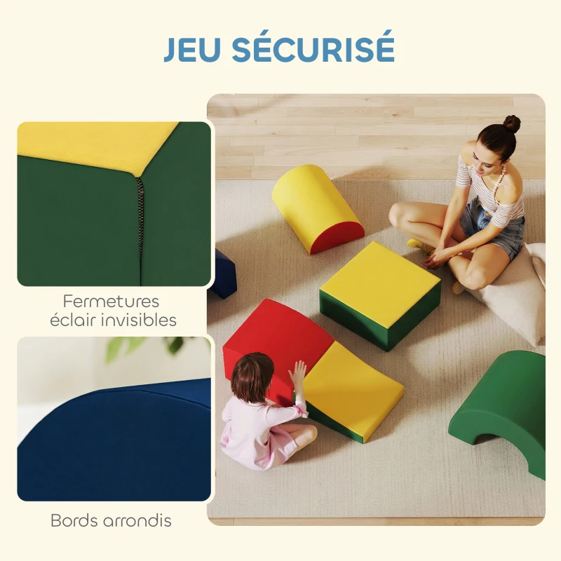 AIYAPLAY Module motricité bébé 5PCS parcours motricité bébé en mousse EVA pour enfants d'âge préscolaire, multicolore