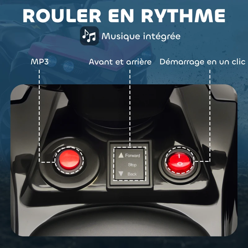 AIYAPLAY Quad électrique enfant 6V, voiture électrique enfants ATV, musique et phares LED, pour 37 à 72 mois, 70 x 42 x 45 cm, rose