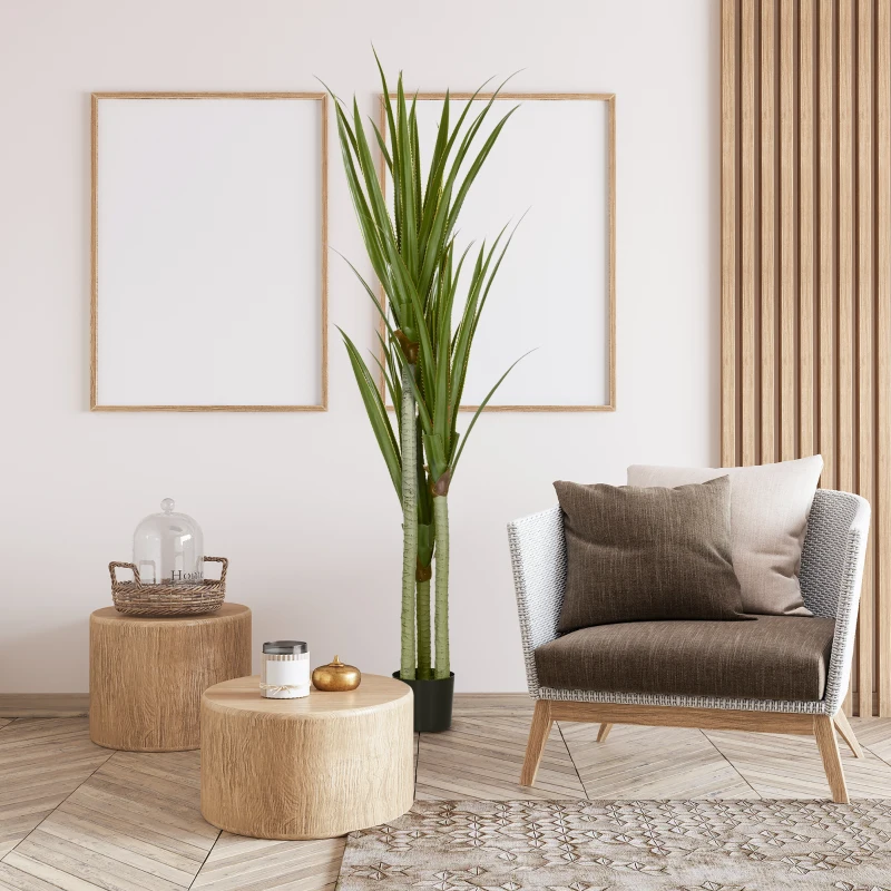 HOMCOM Künstliche Yucca groß 190cm Kunstpflanze, Plastik Künstliche Pflanze im Topf, 17 x 17 x 190 cm Smaragdgrün