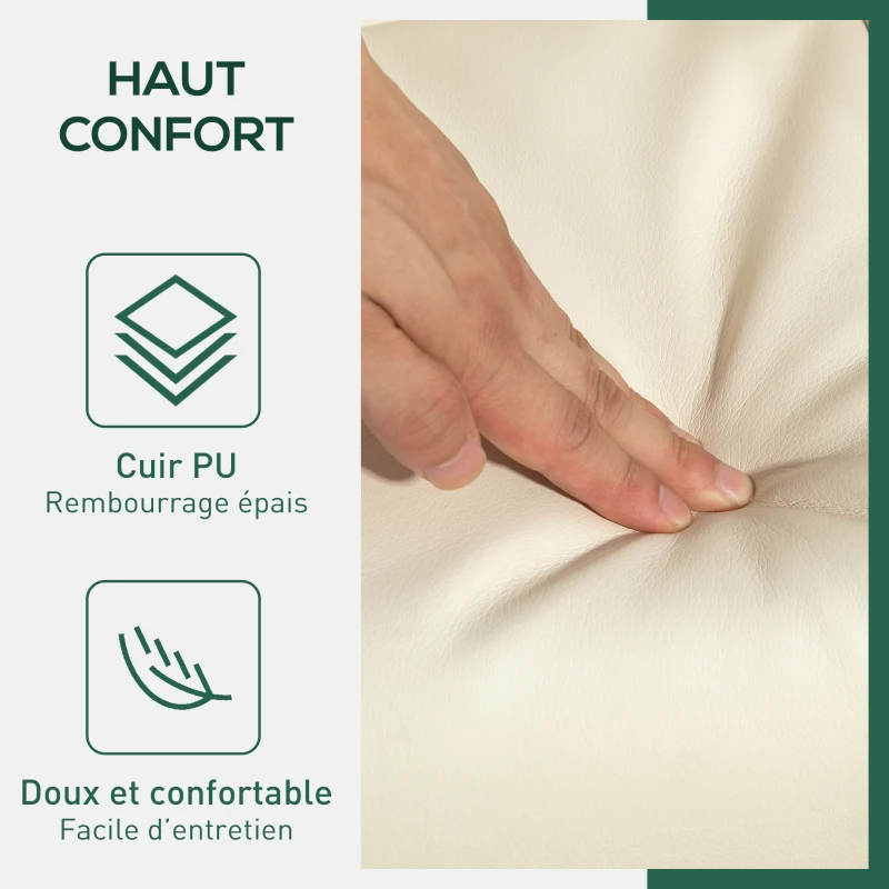 HOMCOM Fauteuil relax avec repose-pied, fauteuil de relaxation, pivotant à 360°, dossier inclinable, 80 x 86 x 99 cm, crème