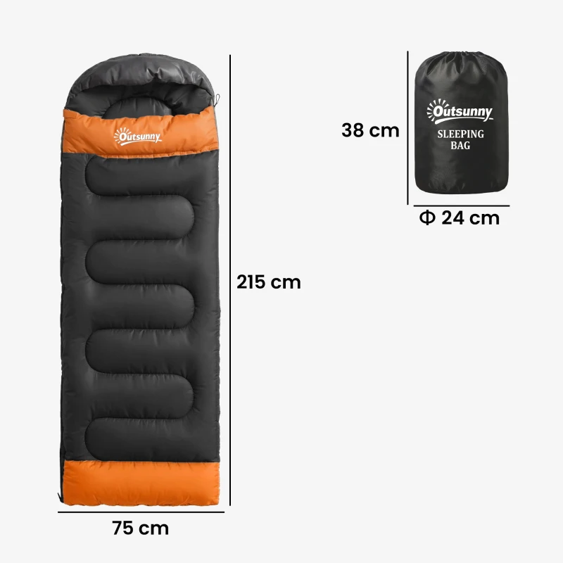 Outsunny Sleeping Bag for Adults, Lightweight & Compact Sleeping Bag, 3 Seasons, Grey