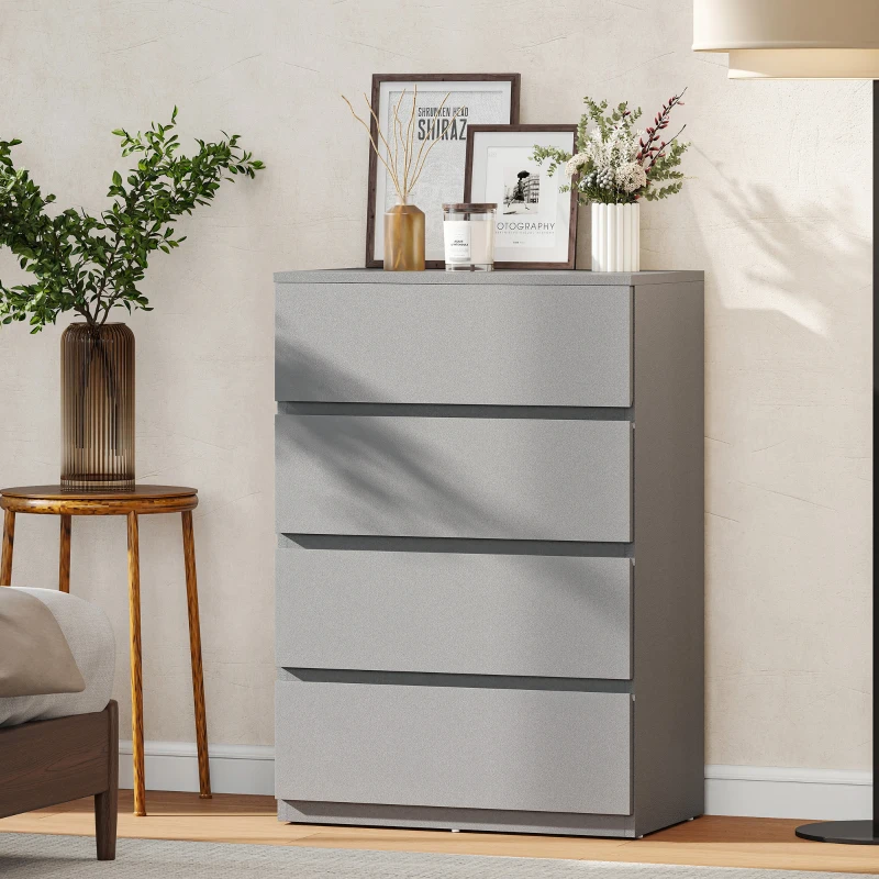 HOMCOM Chest of Drawers, 4-Drawer Storage Cabinets, Modern Dresser, Storage Drawer Unit for Bedroom