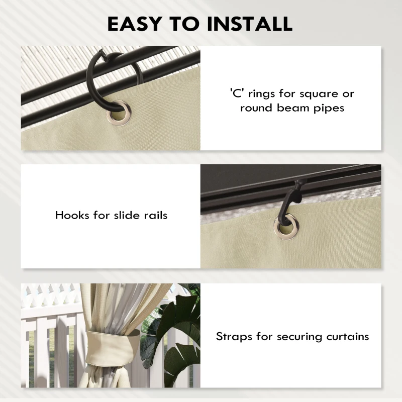 Outsunny Panele boczne do pawilonu, 4 elementy do ogrodowego namiotu, z zamkiem błyskawicznym, 3 x 3 m, kremowe