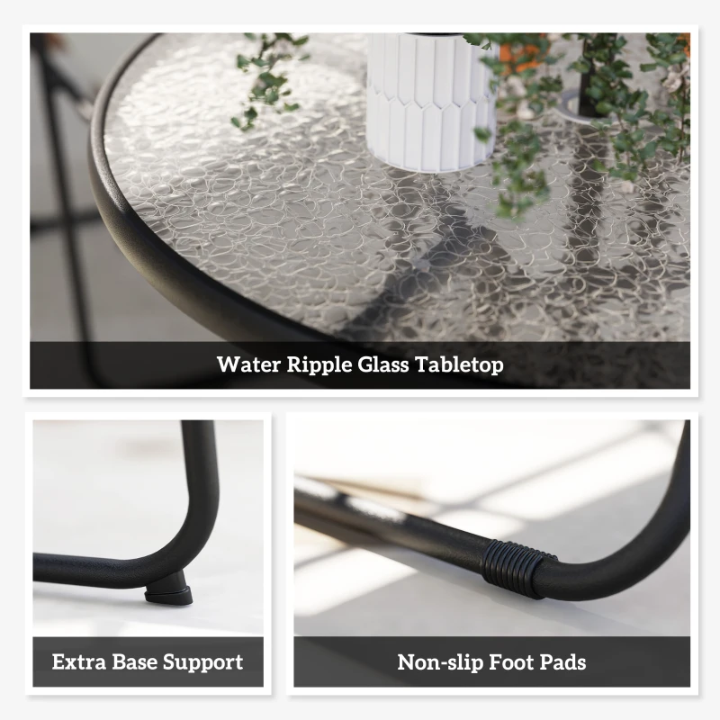 Outsunny 4 Seater Garden Furniture Set, 6 Pieces Garden Table and Chairs with Parasol for Patio, Black