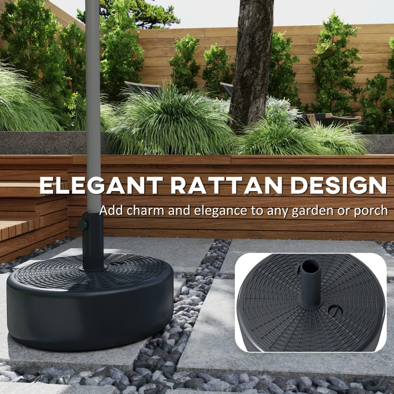 Outsunny Patio Umbrella Base 22kg Sand Filled Garden Parasol Stand forfor 38mm/48mm Poles, Black