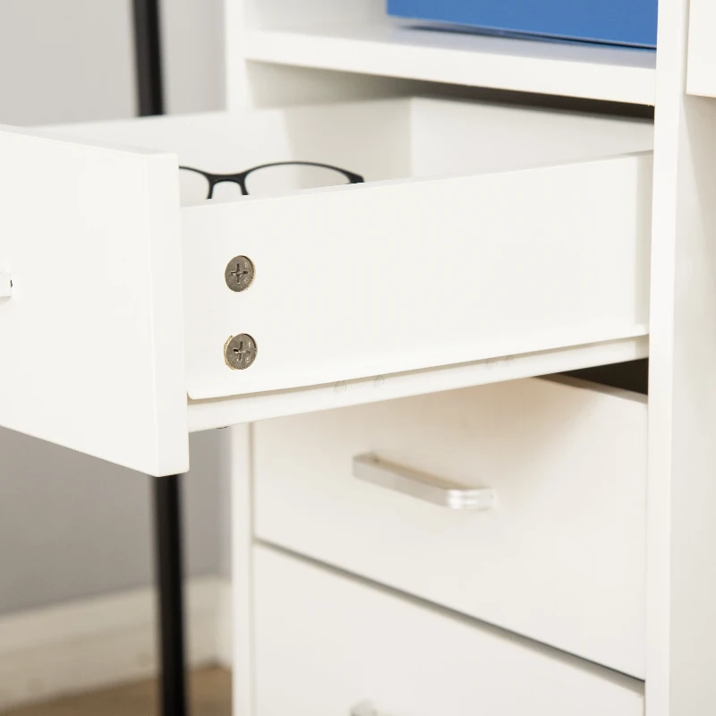 HOMCOM Computer Desk, Home Office Desk with Lockable Drawer, Storage Shelf for Study Bedroom, 110 x 50 x 76 cm, White