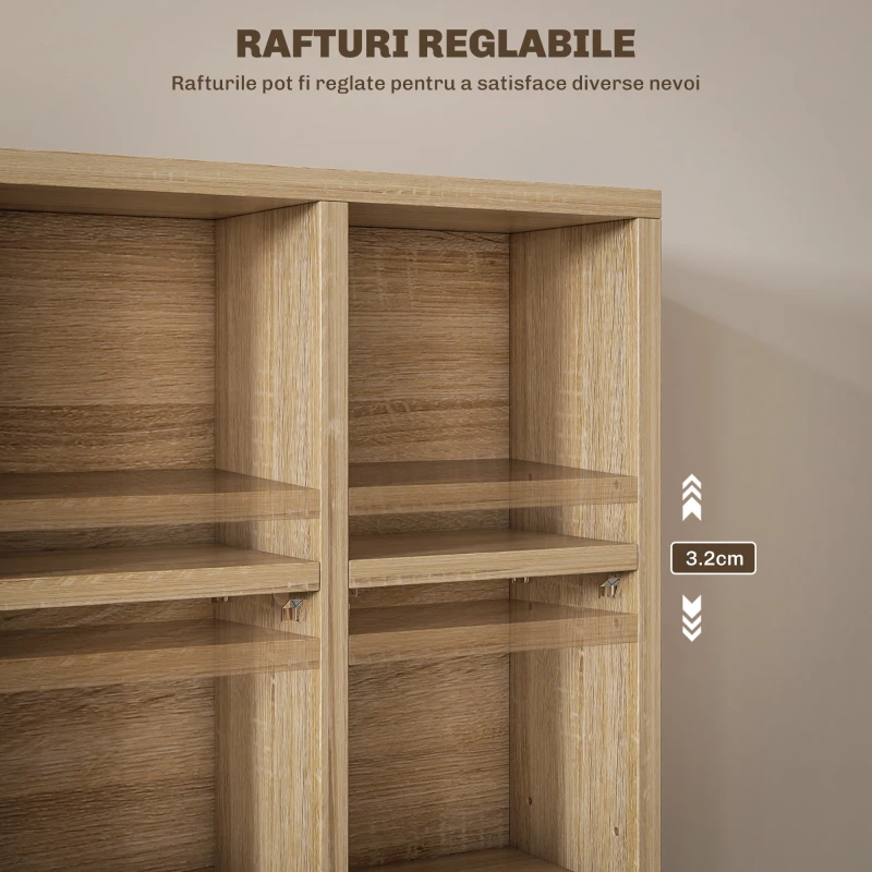 HOMCOM Dulap pentru CD-uri cu rafturi reglabile, capacitate 456 CD-uri sau 336 DVD-uri, 24 de compartimente, 89x20x130,5 cm, lemn