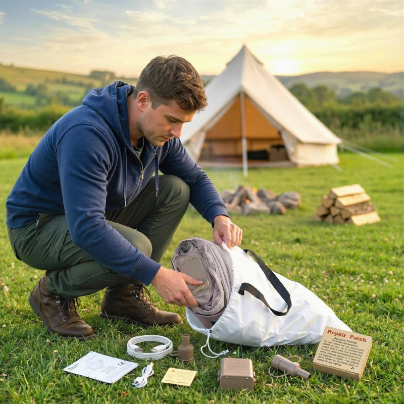 Outsunny Matelas Gonflable, Pompe Électrique Intégrée, Surface Floqué , Imperméable 5000 mm, Sac Transport, 190x97x39cm, Kaki