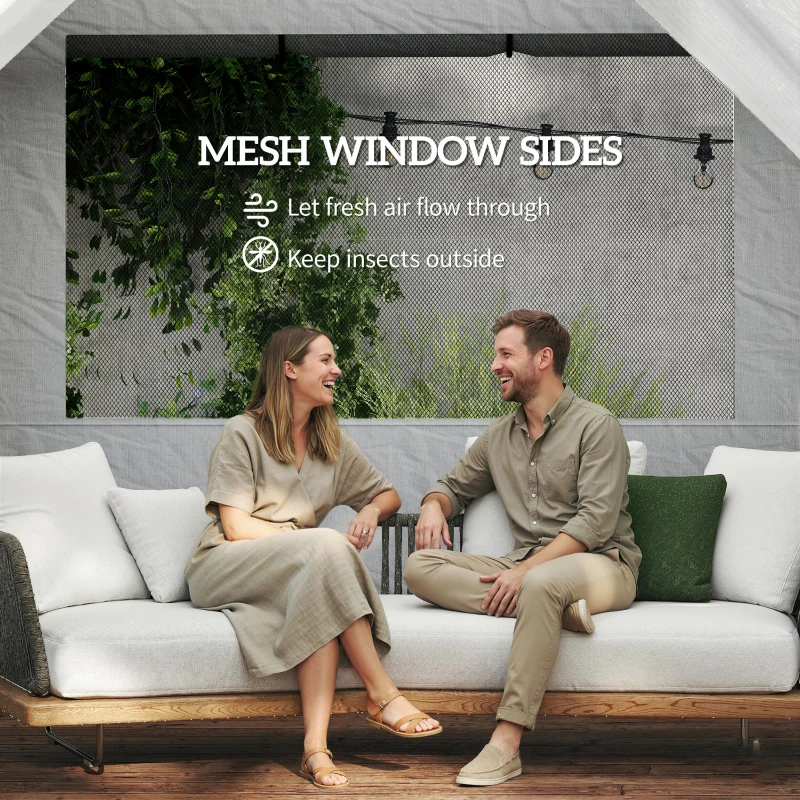 Outsunny 3 x 6 m Pop Up Canopy with UV50+ Protection Garden Gazebo with 6 Sidewalls, White