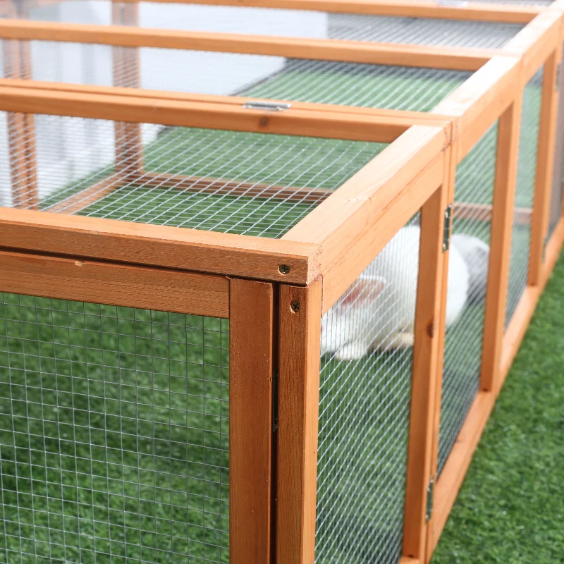 PawHut Wooden Rabbit Hutch Cage 6ft with Wire Mesh, Openable Roof, Play Space for Outdoor, Natural Wood Finish